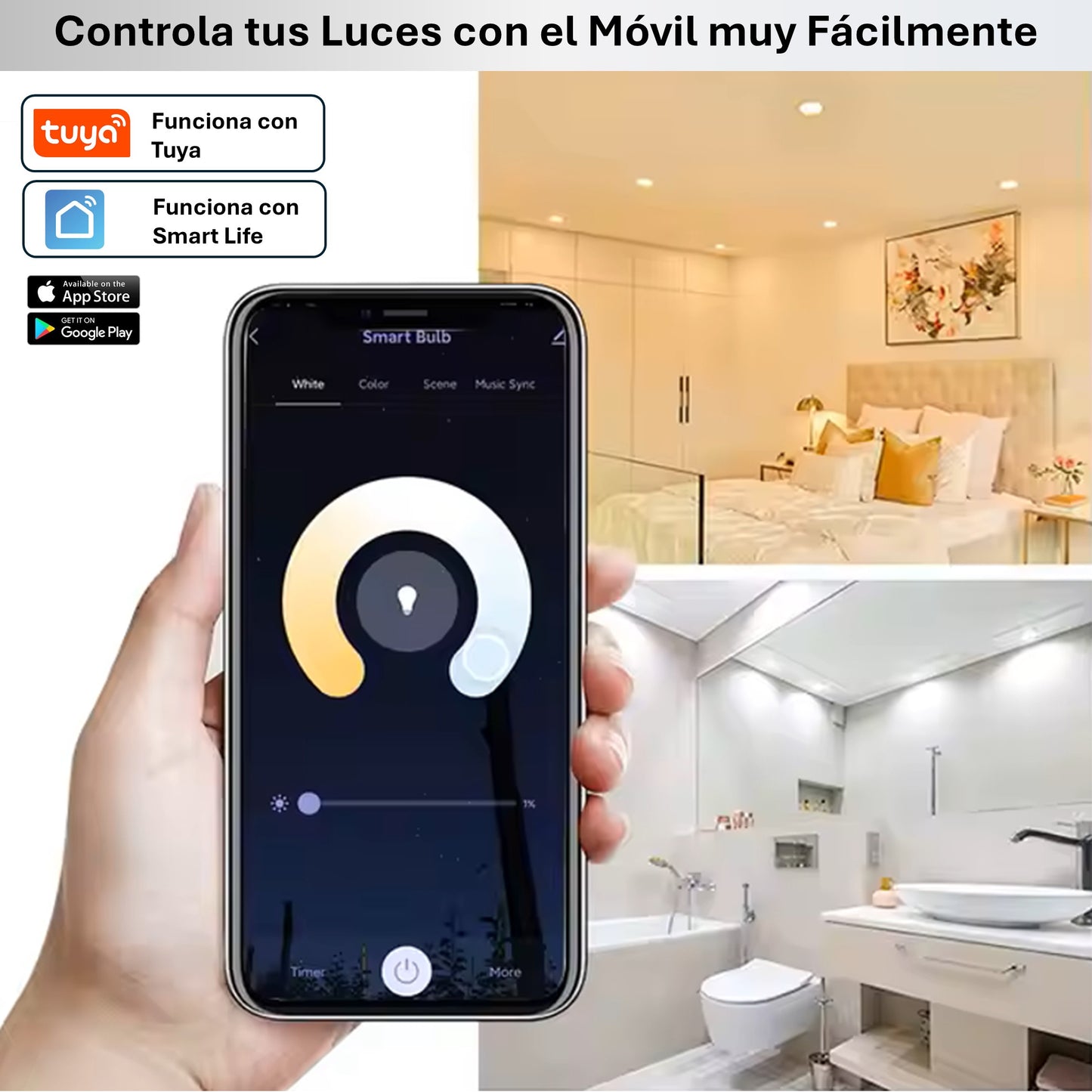 Katalia Bombilla Inteligente E27 9 W RGB WiFi – Pack 2, Control App y Voz, Alexa/Google, Tuya/Smart Life