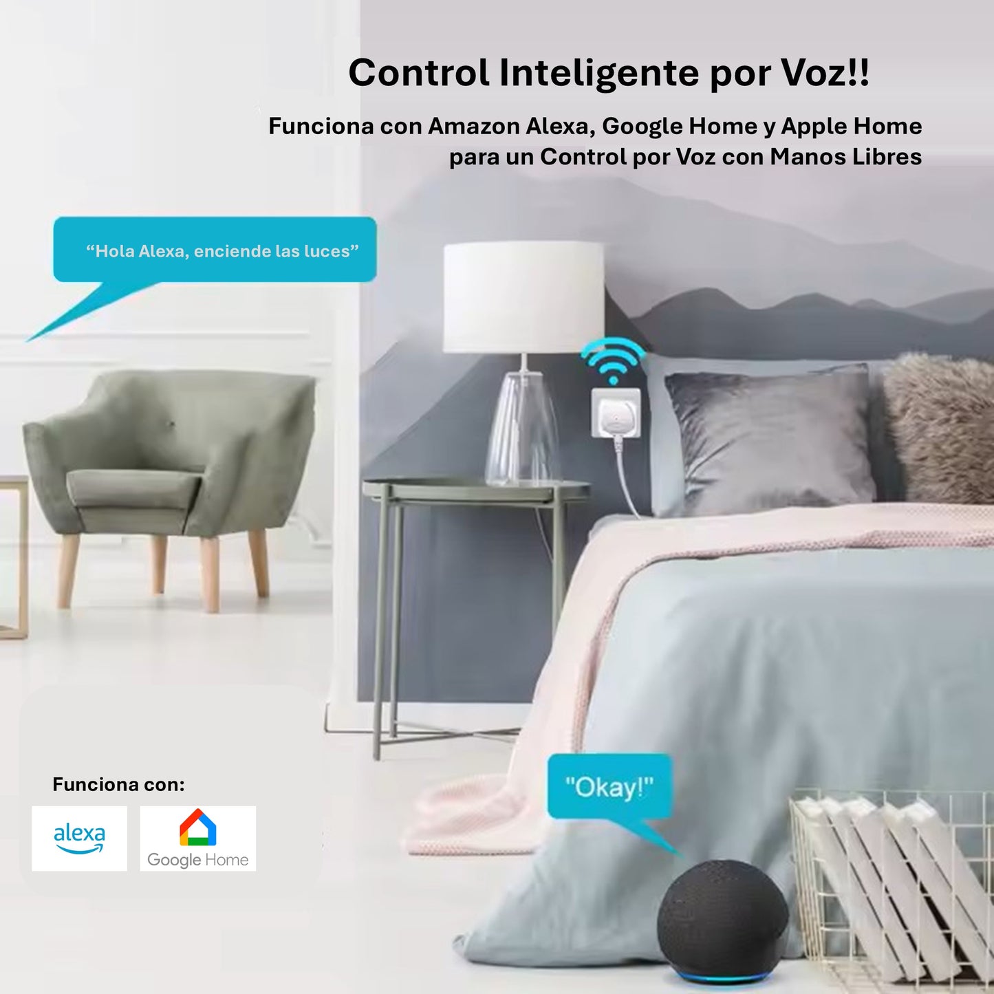 Katalia Enchufe Inteligente WiFi 16 A 3680 W – Medidor de Consumo, Control por App y Voz, Alexa/Google Home