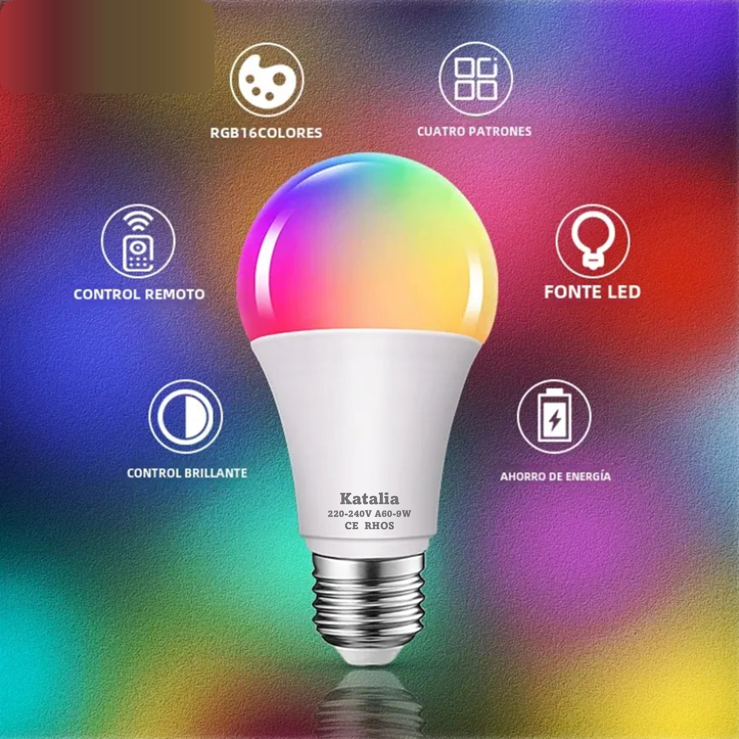 Katalia Bombilla Inteligente E27 9 W RGB WiFi – Pack 2, Control App y Voz, Alexa/Google, Tuya/Smart Life