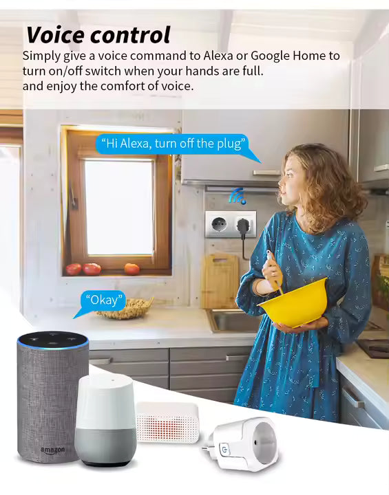 Katalia Enchufe Inteligente WiFi 16 A 3680 W – Medidor de Consumo, Control por App y Voz, Alexa/Google Home