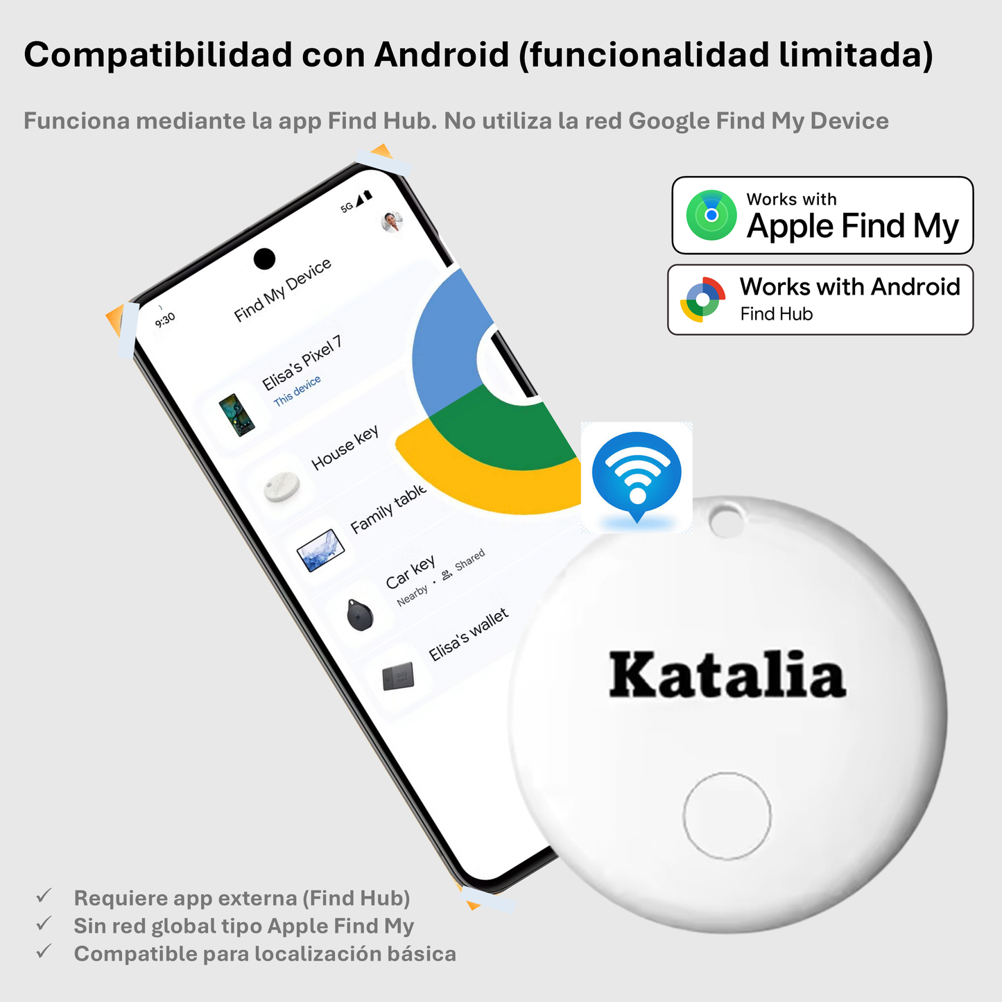 Katalia Smart Tag Pack de 4 – Localizador Bluetooth compatible con Apple Find My
