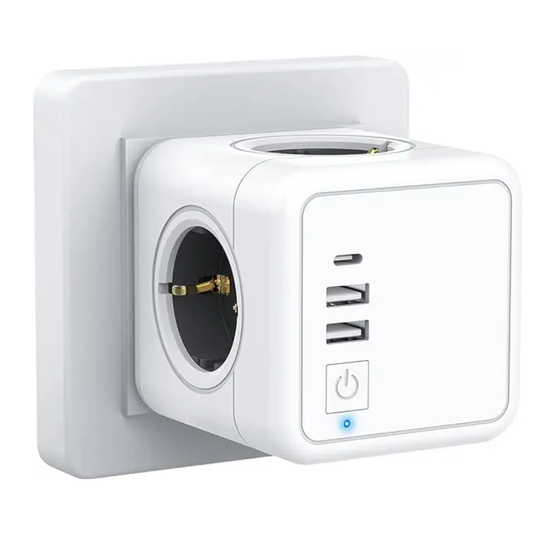 Cubo Enchufe 7‑en‑1 con USB Katalia